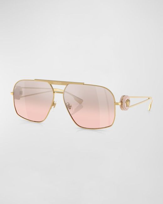 Versace Pink Medusa Medallion Gradient Aviator Sunglasses