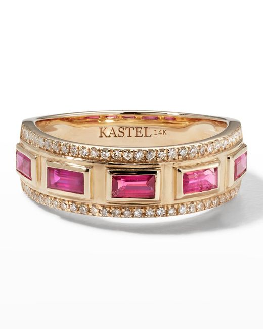 Kastel Jewelry Pink 14k Ruby And Diamond Ring, Size 7