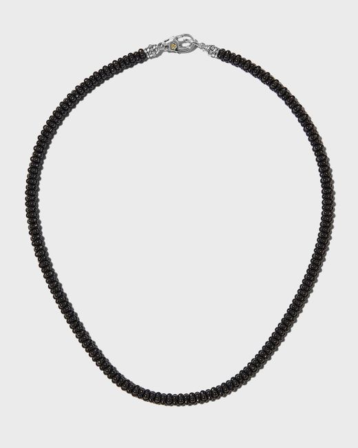 Lagos Metallic Black Caviar Rope Necklace, 16"l