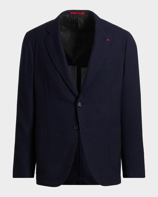 Isaia Blue Apos;S Capri Wool Jacket for men