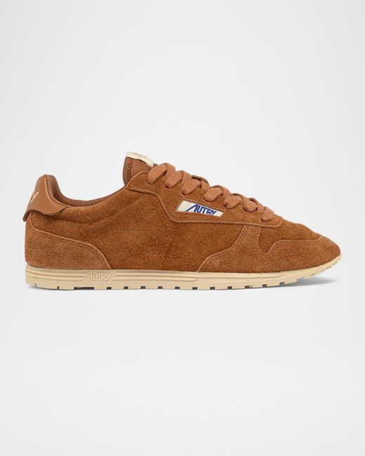 Autry Brown Windspin Retro Suede Low-Top Sneakers