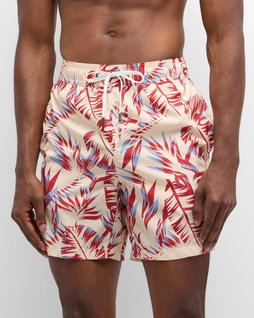 Onia Pink Charles 7 Palm-Print Swim Shorts for men