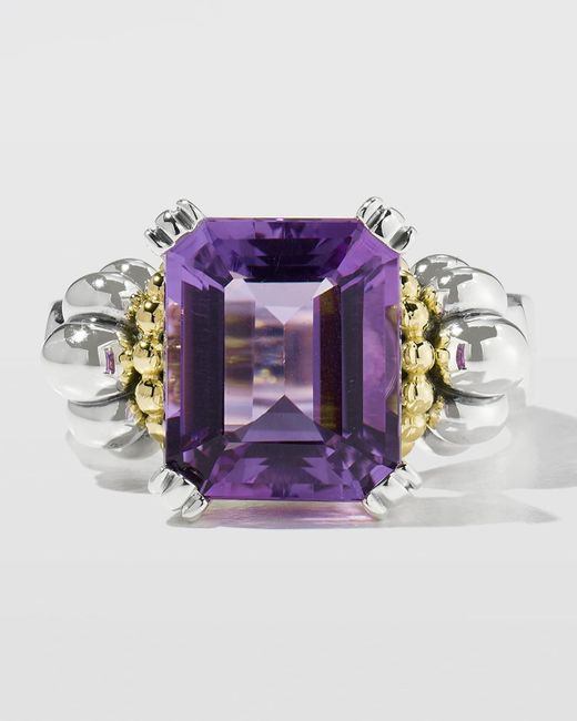 Lagos Purple Glacier 12x10mm Gemstone Two-tone Ring