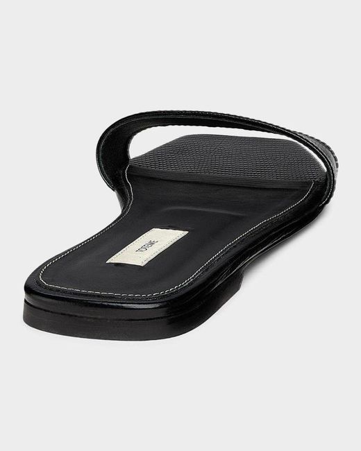 Totême Black Lizard-Embossed Leather Flat Sandals