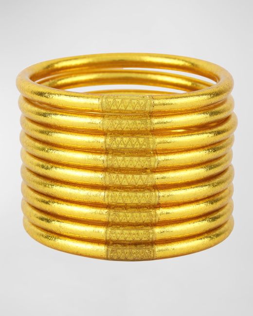 BuDhaGirl Yellow Gold All-weather Bangles, Size S-l, Set Of 9