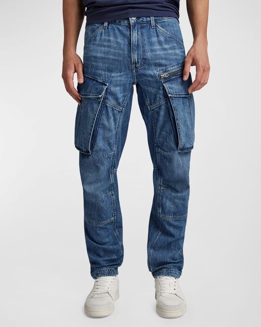 G-Star RAW Blue Rovic Zip 3d Tapered Denim Cargo Pants for men