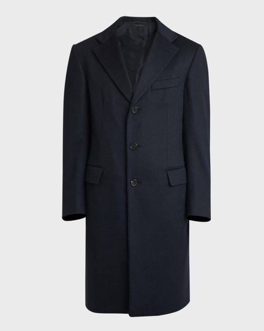 Brioni Blue Apos;S Solid Wool Topcoat for men