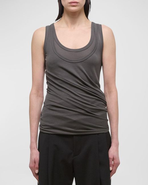 Helmut Lang Black Double-Layered Tank Top