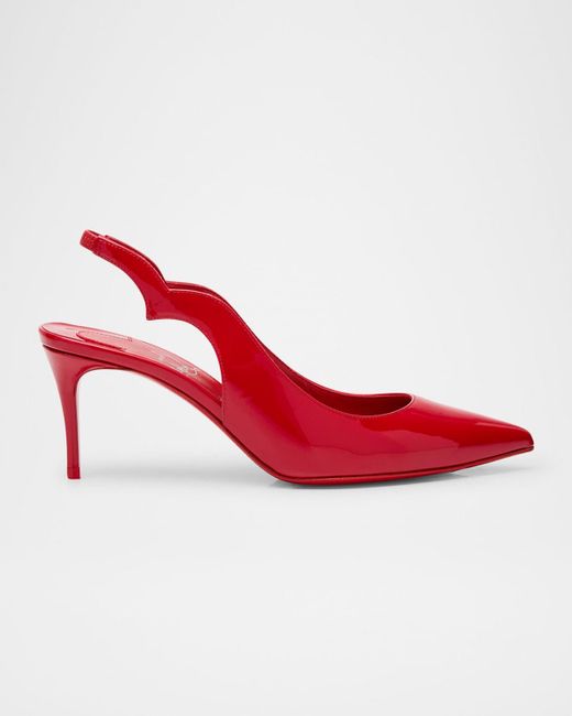 Christian Louboutin Red 70Mm Hot Chick Patent Leather Slingback Pumps