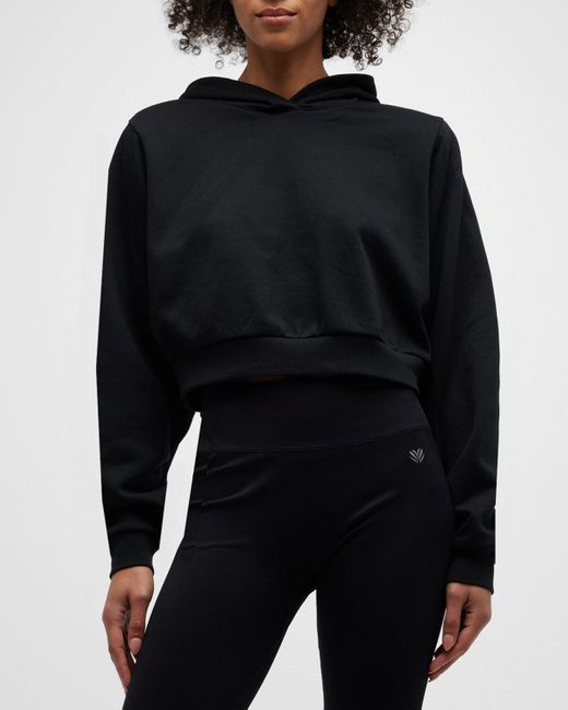 Alo Yoga Black Cropped Go Time Padded Hoodie