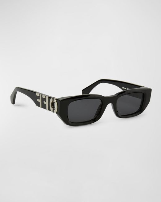 Off-White c/o Virgil Abloh Black Fillmore Acetate Rectangle Sunglasses for men
