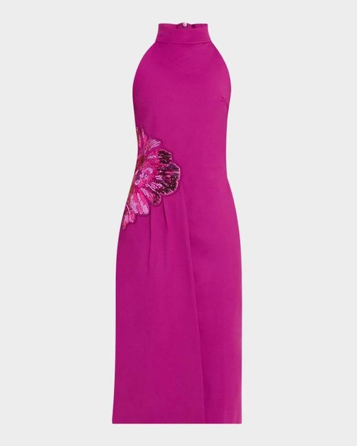 La Petite Robe Di Chiara Boni Women's Pink Sequin Floral Applique