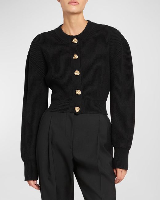 Alexander McQueen Black Knit Cardigan With Gold Knot Buttons