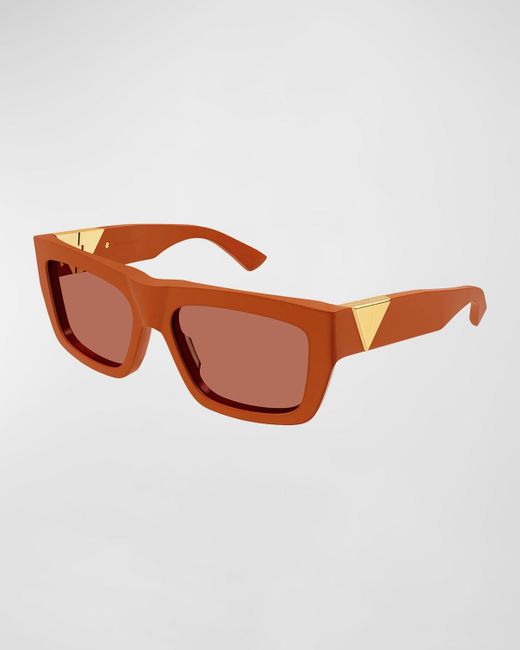 Bottega Veneta Brown Bv1178s Acetate & Metal Rectangle Sunglasses
