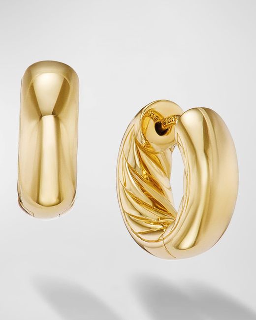 David Yurman Metallic Sculpted Cable Huggie Hoop Earrings In 18k Gold, 4.9mm, 0.5"l