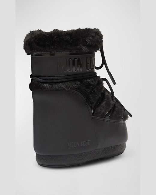 Moon Boot Black Icon Faux Fur Ankle Snow Boots