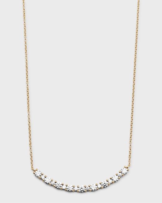 Neiman Marcus White 18k Yellow Gold Round Diamond Smiley Bar Necklace, 0.79tcw