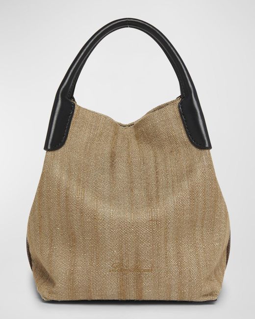 Loro Piana Natural Bale Small Rustic Silk Top-Handle Bag