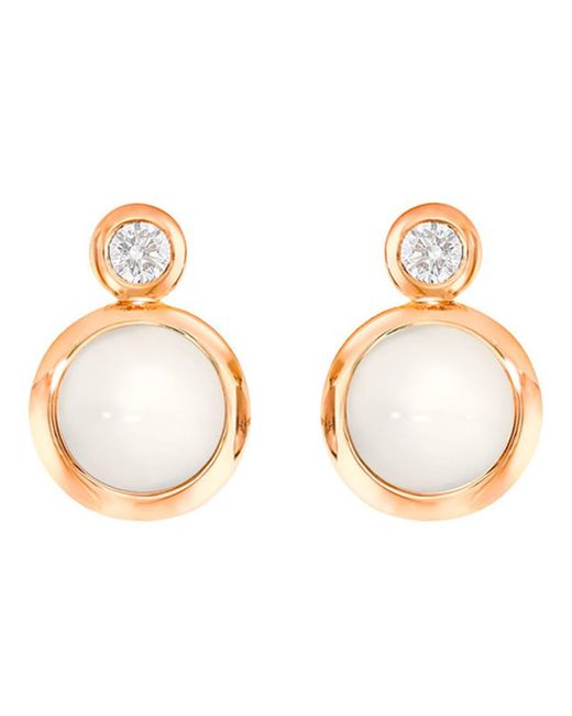 Tamara Comolli Metallic Bouton 18k Rose Gold Sand Moonstone/diamond Post Earrings