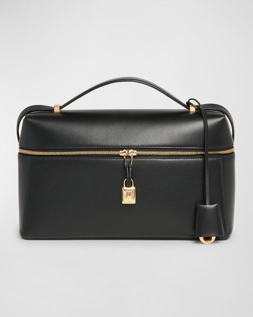 Loro Piana Black Extra Bag L27 Leather Saddle Bag