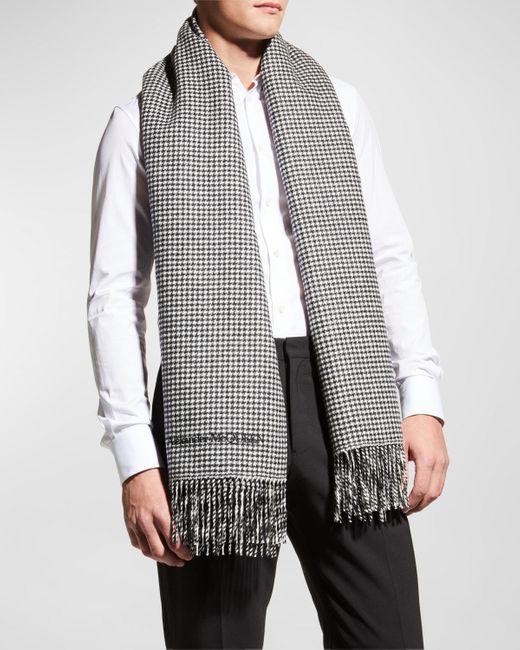 Alexander McQueen Multicolor Houndtooth Wool Blend Scarf