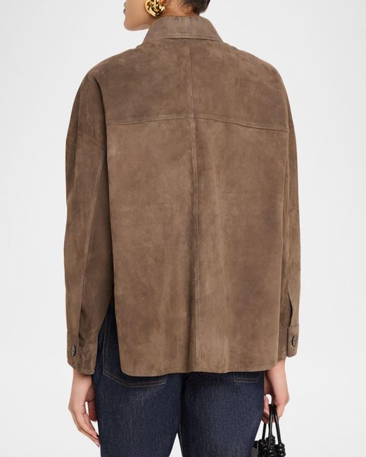 Arma Brown Kaylee Button-Down Suede Shirt Jacket