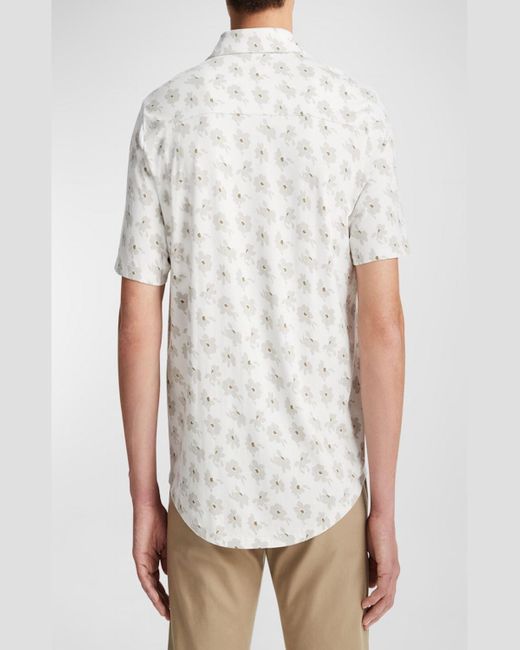 Vince White Abstract Daisies Sport Shirt for men