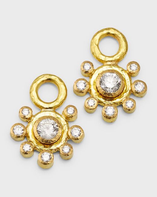 Elizabeth Locke Metallic 19k Yellow Gold Diamond Earring Pendants