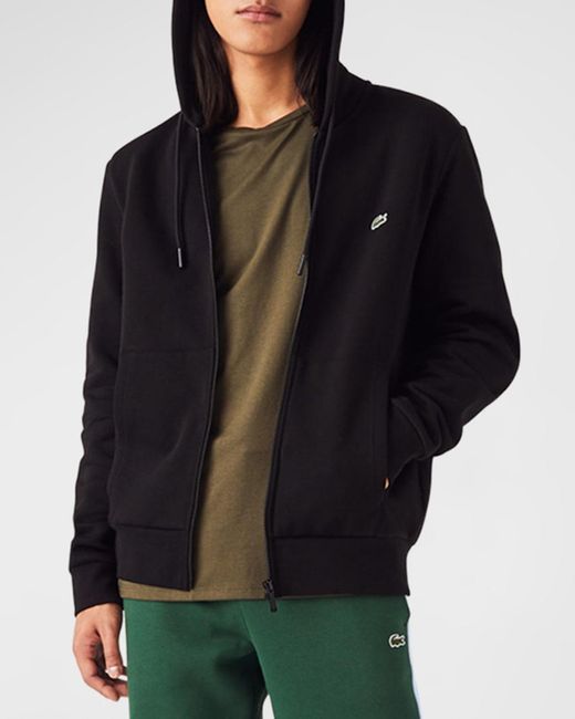 Lacoste Black Hooded Zip Sweatshirt for men