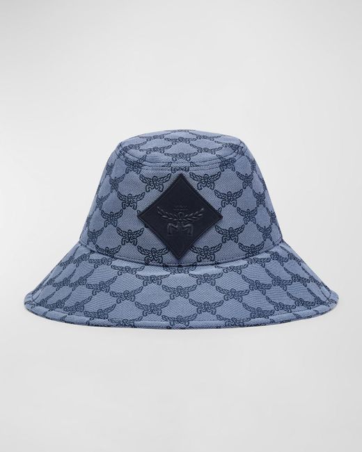 MCM Blue Allover Laurel Jacquard Bucket Hat for men