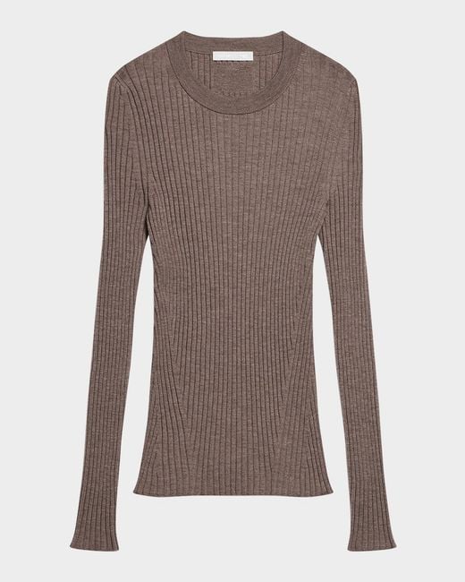 Helmut Lang Brown Open-Back Ribbed Wool Top