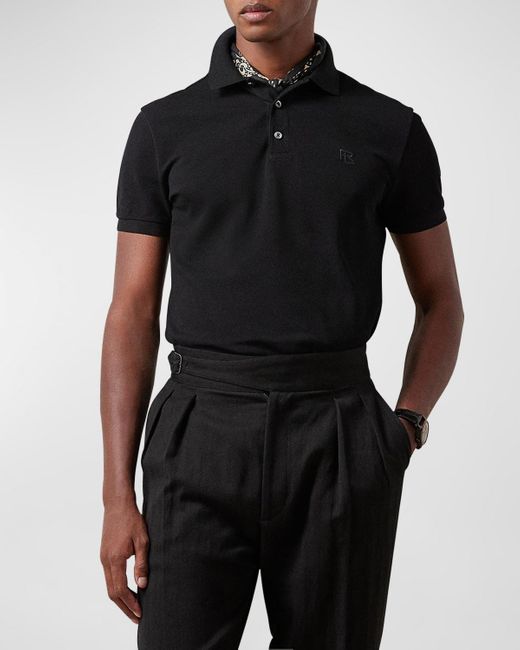 Ralph Lauren Purple Label Black Mercerized Pique Polo Shirt for men