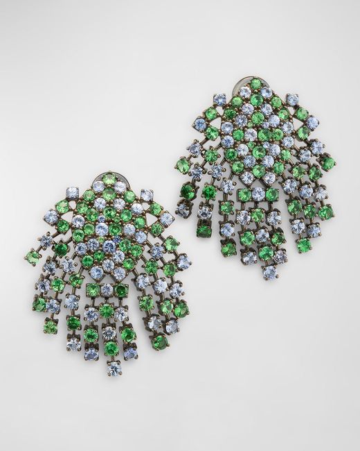 Alexander Laut Green 18K And Rhodium Sapphire And Tsavorite Earrings