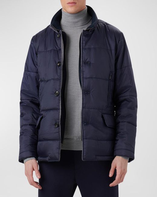Bugatchi Blue Quilted Jacket With Inner Bib for men