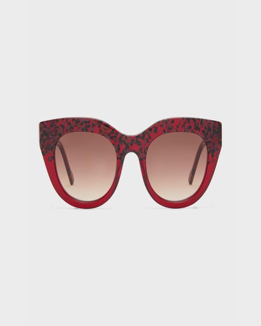 Le Specs Brown Airy Canary Ii Red Acetate Cat-eye Sunglasses