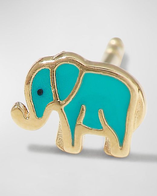 Sydney Evan Blue 14k Mini Elephant Enamel Single Stud Earring
