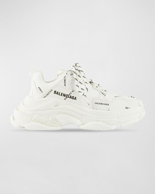 Balenciaga White Triple S Sneaker Allover Logo