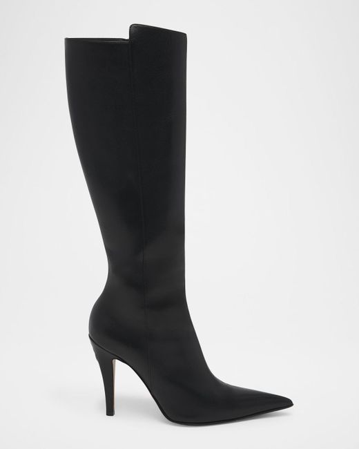 Alexander McQueen Black Leather Stiletto Tall Boots