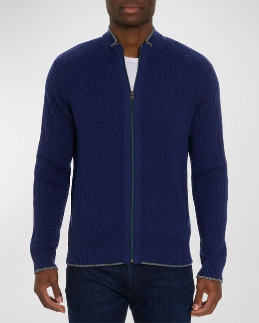 Robert Graham Blue Taranto Full-zip Knit Sweater for men