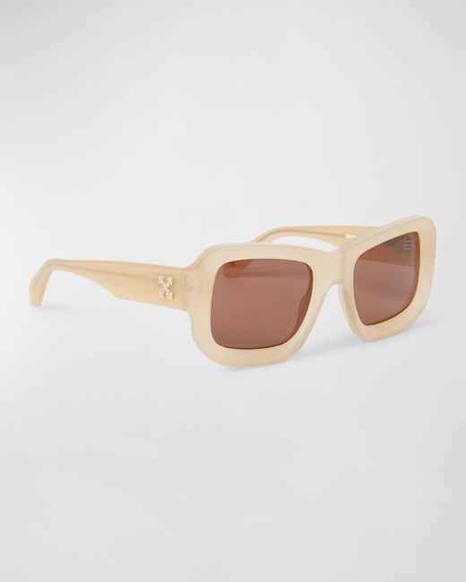 Off-White c/o Virgil Abloh Natural Verona Arrow Logo Acetate Butterfly Sunglasses