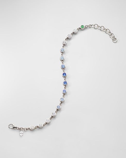 Monica Rich Kosann White Sterling Silver Ombre Sapphire Tennis Bracelet