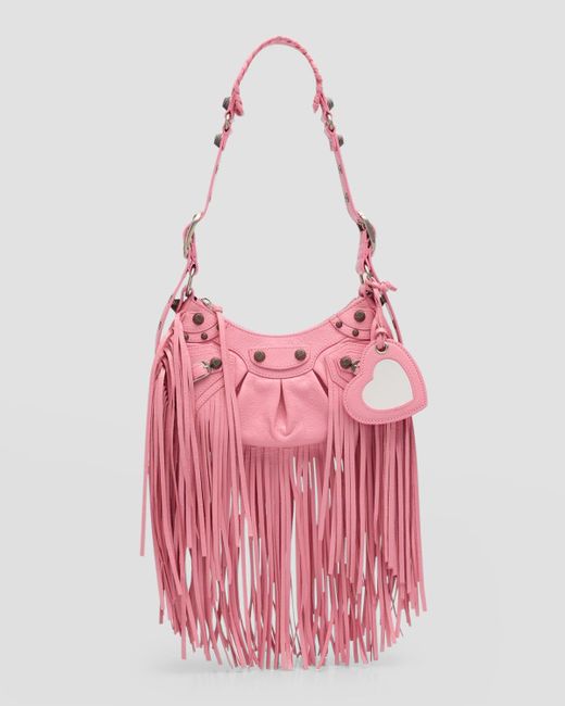 Balenciaga Pink Le Cagole Xs Shoulder Bag With Fringes