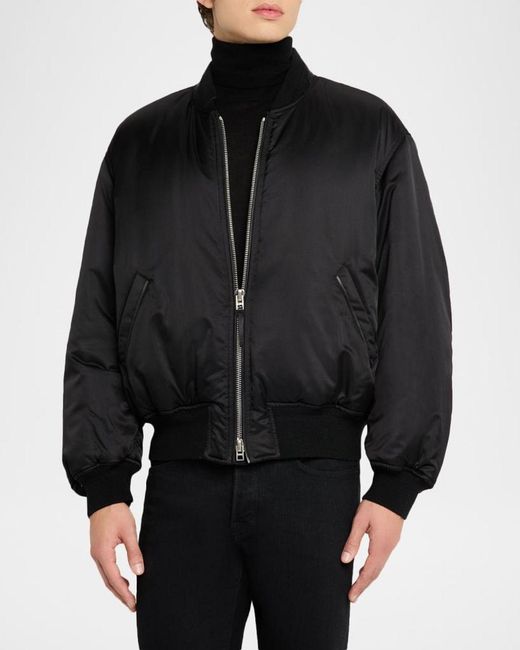 Tom Ford Black Apos;S Silk Satin Bomber Jacket for men