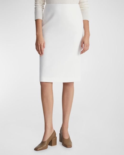 Lafayette 148 New York White Knee-Length Pencil Skirt