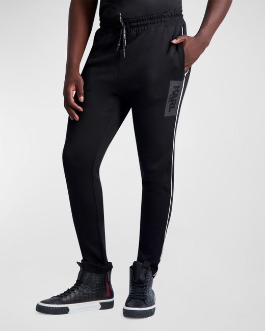 Karl Lagerfeld Black Logo Side Piping Track Pants for men