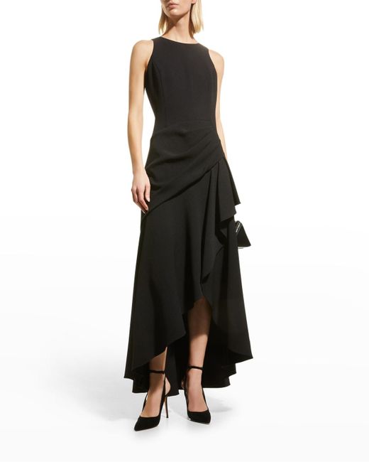 Shoshanna Black Verena Sleeveless High-low Ruffle Dress