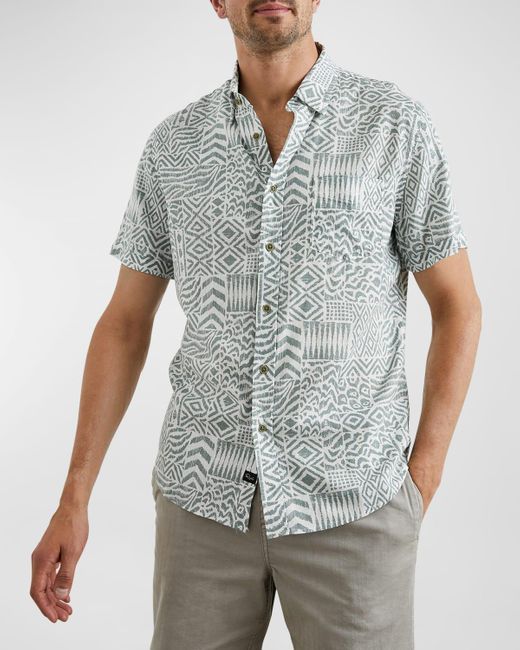 Rails Gray Carson Block-print Short-sleeve Shirt for men