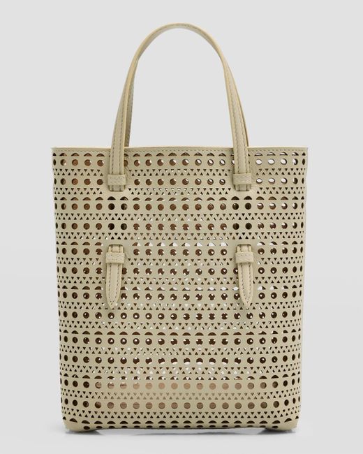 Alaïa Natural Mini North-south Perforated Tote Bag