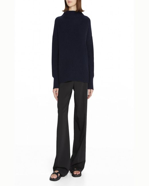 Vince Blue Boiled Cashmere Funnel-Neck Sweater