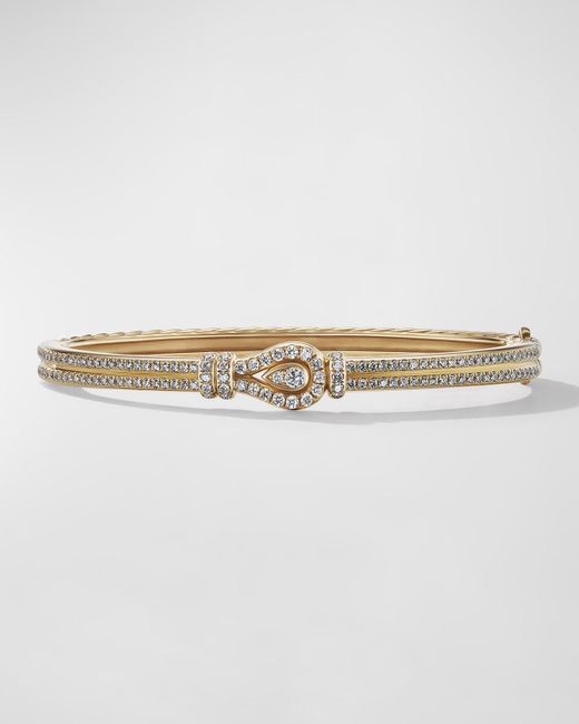 David Yurman Natural Thoroughbred Loop Bracelet With Full Pave Diamonds In 18k Gold, 4.5mm, Size L